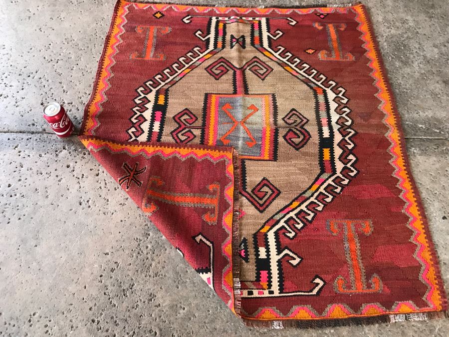 Vintage Turkish Kilim Rug 3'8' X 4'2' [Photo 11]
