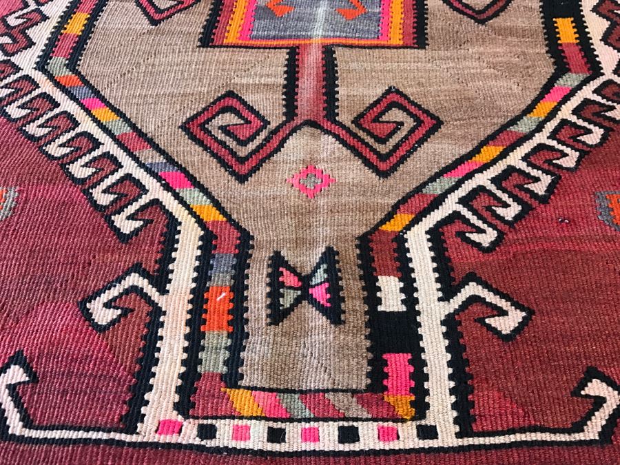Vintage Turkish Kilim Rug 3'8' X 4'2' [Photo 6]