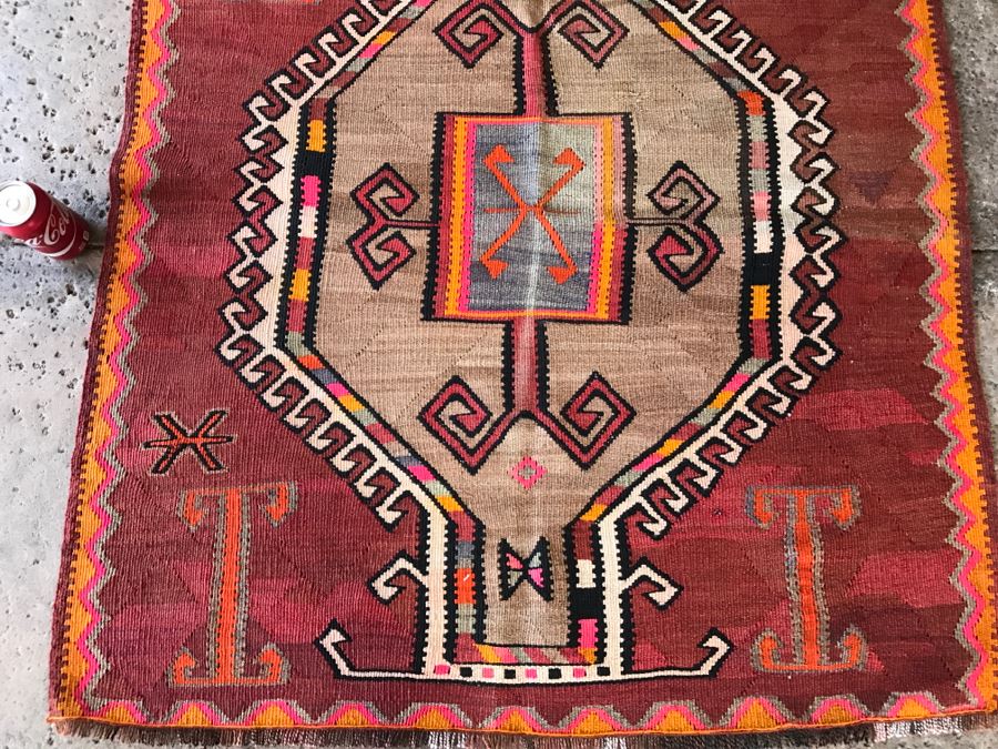 Vintage Turkish Kilim Rug 3'8' X 4'2' [Photo 9]