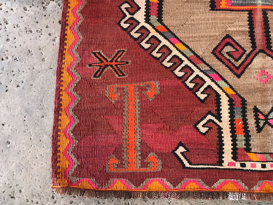 Vintage Turkish Kilim Rug 3'8' X 4'2' [Photo 8]