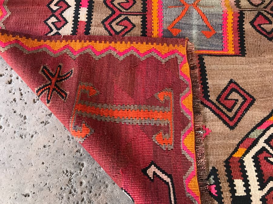 Vintage Turkish Kilim Rug 3'8' X 4'2' [Photo 12]