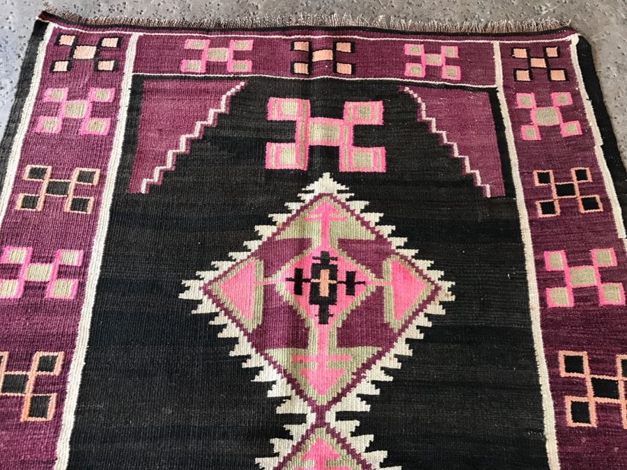 Vintage Turkish Kilim Rug With Vivid Colors 4'4' X 6'1' [Photo 7]