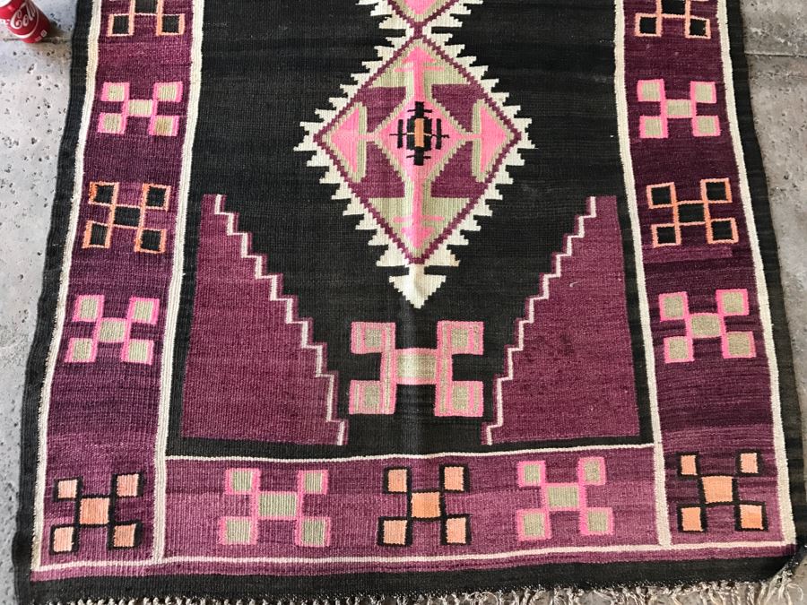 Vintage Turkish Kilim Rug With Vivid Colors 4'4' X 6'1' [Photo 4]