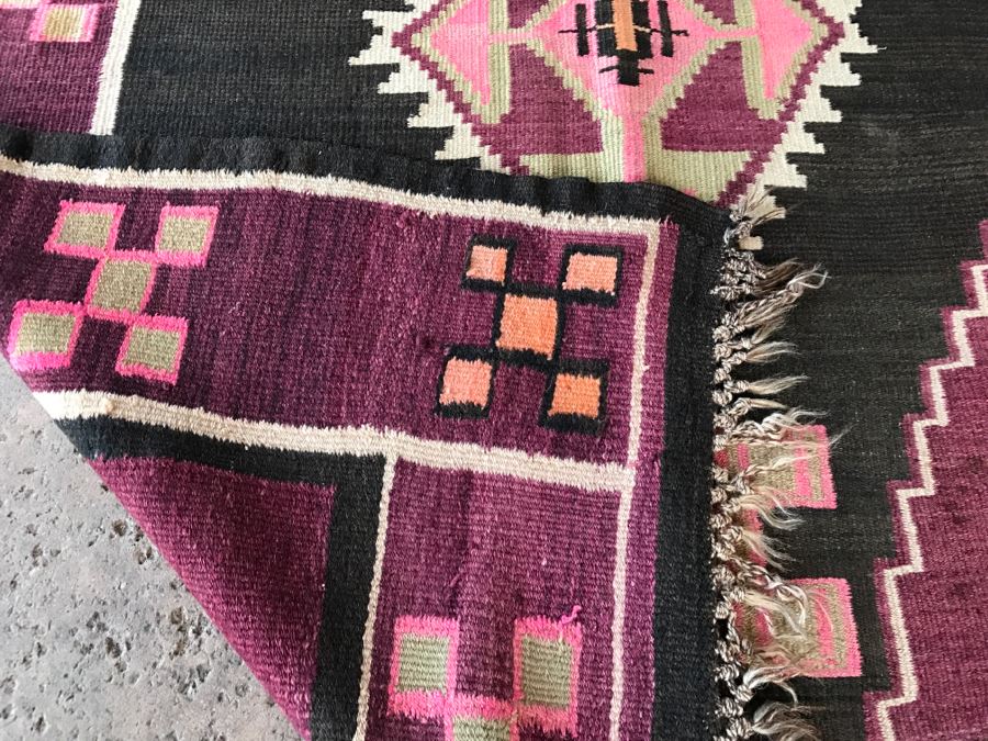 Vintage Turkish Kilim Rug With Vivid Colors 4'4' X 6'1' [Photo 11]
