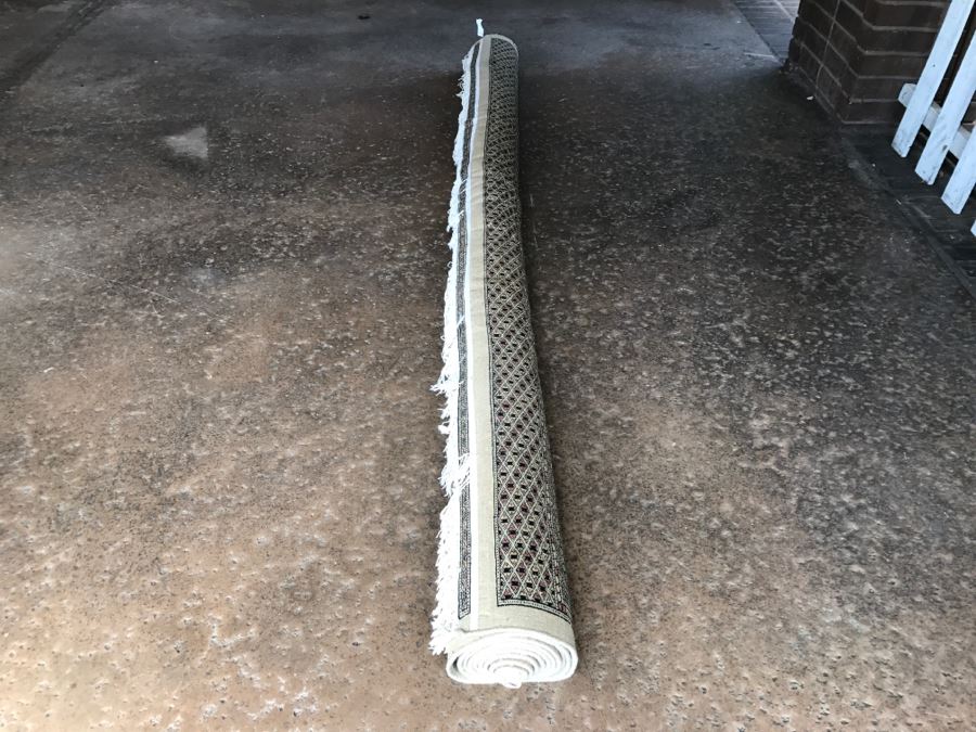 Vintage Pakistani Bokhara Rug Cream With Small Medallions In Black And Pink With Black And Pink Border Tight Weave 8.5' X 10.1' Appraised At $2,600 In 2000 [Photo 19]