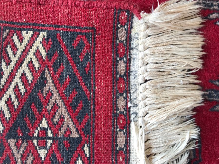 Vintage Wool Persian Area Rug With Reds Blacks And Whites 4'1' X 6'3' [Photo 9]