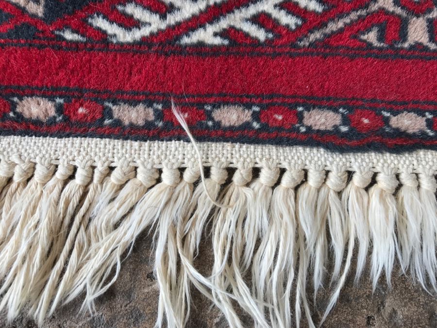 Vintage Wool Persian Area Rug With Reds Blacks And Whites 4'1' X 6'3' [Photo 8]
