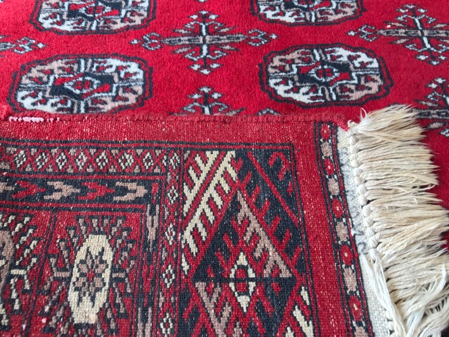 Vintage Wool Persian Area Rug With Reds Blacks And Whites 4'1' X 6'3' [Photo 12]