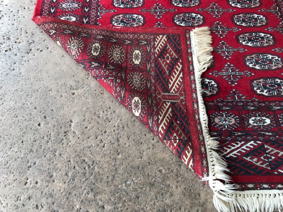 Vintage Wool Persian Area Rug With Reds Blacks And Whites 4'1' X 6'3' [Photo 11]