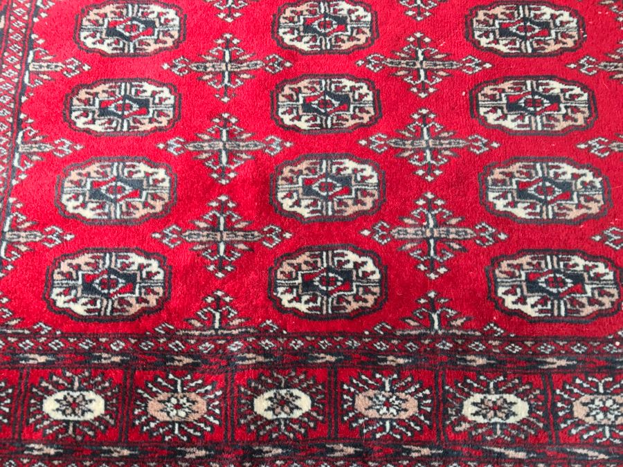 Vintage Wool Persian Area Rug With Reds Blacks And Whites 4'1' X 6'3' [Photo 5]