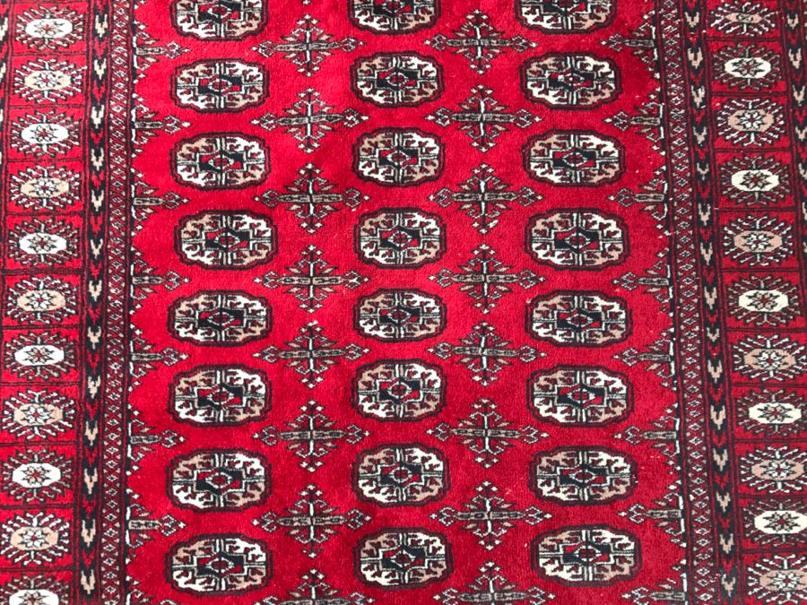 Vintage Wool Persian Area Rug With Reds Blacks And Whites 4'1' X 6'3' [Photo 6]