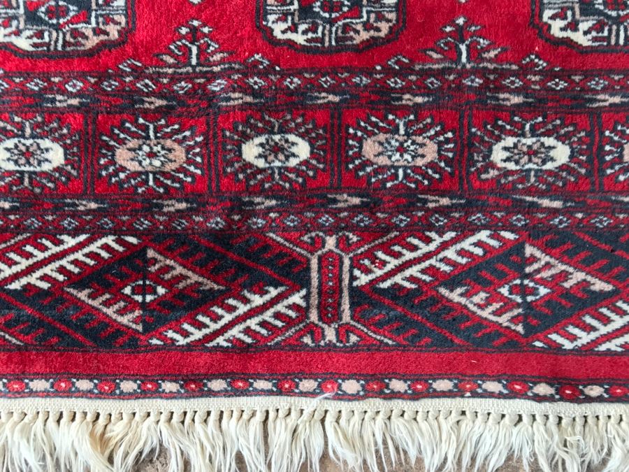 Vintage Wool Persian Area Rug With Reds Blacks And Whites 4'1' X 6'3' [Photo 4]