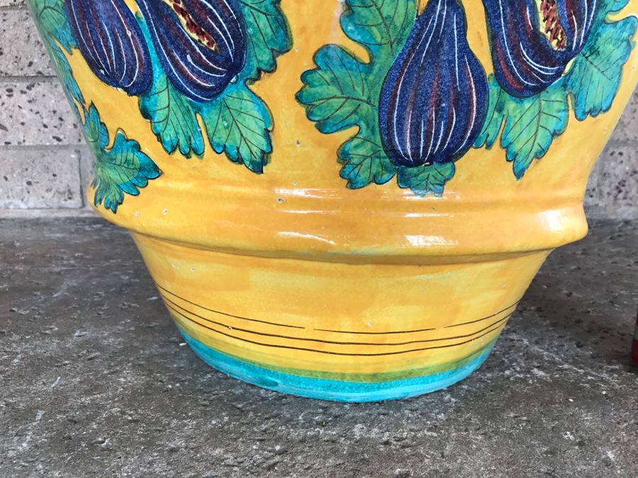 Large Vietri Italian Hand Painted Ceramic Half Wall Pot 'Acqua Fortis' - 2'2'W X 1'3'D X 2'5'H [Photo 15]