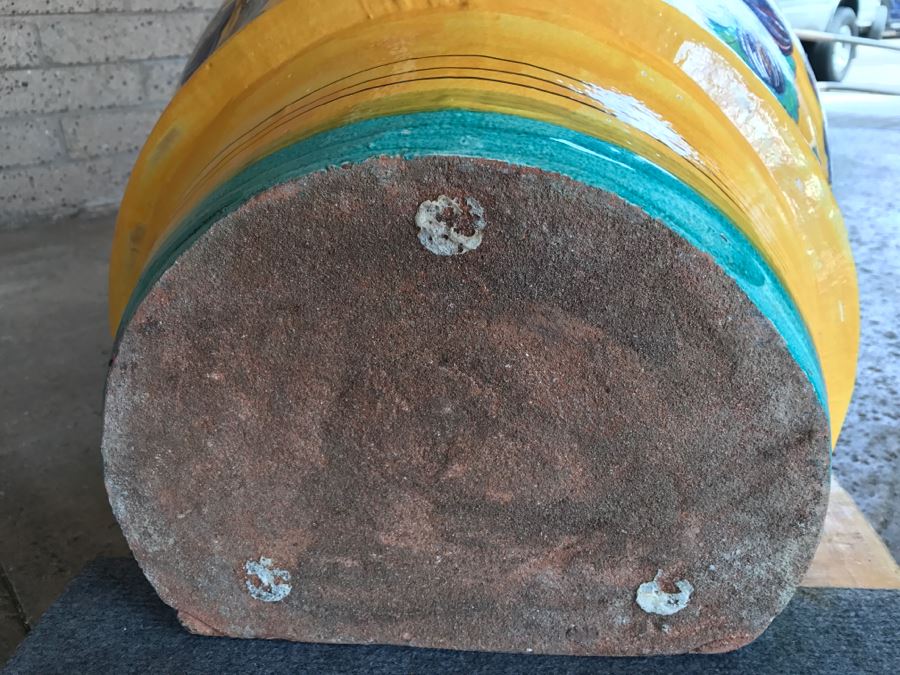 Large Vietri Italian Hand Painted Ceramic Half Wall Pot 'Acqua Fortis' - 2'2'W X 1'3'D X 2'5'H [Photo 18]