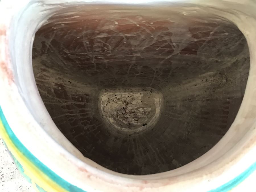 Large Vietri Italian Hand Painted Ceramic Half Wall Pot 'Acqua Fortis' - 2'2'W X 1'3'D X 2'5'H [Photo 12]