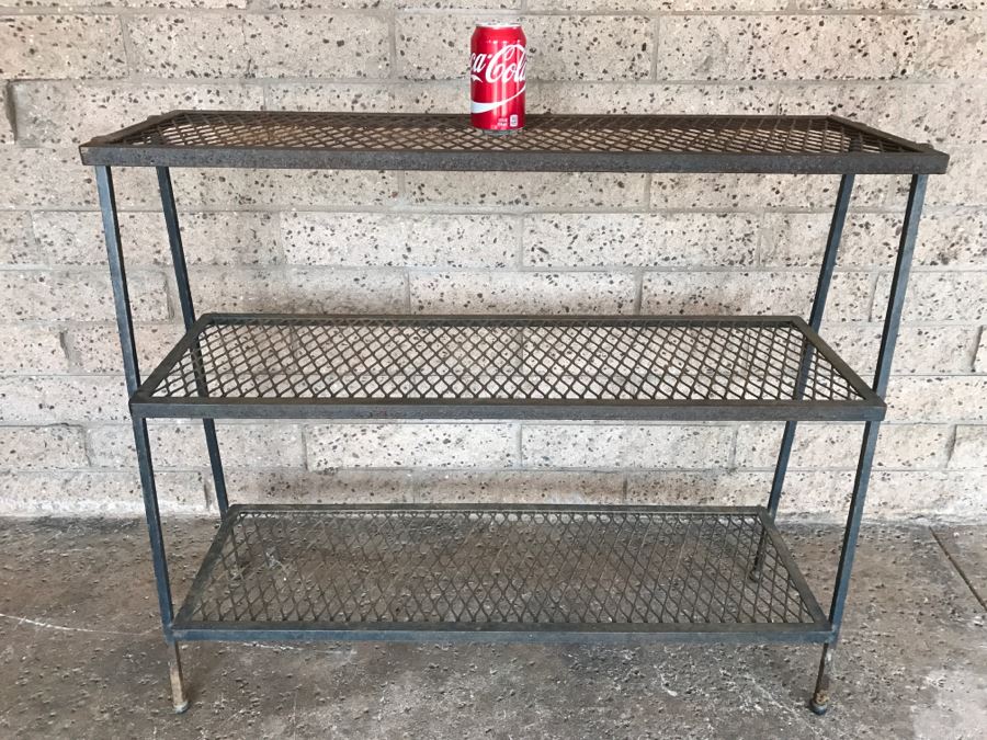 Mid-Century Modern Metal 3-Tier Shelf - 3'1'W X 1'2'D X 2'9'H [Photo 6]