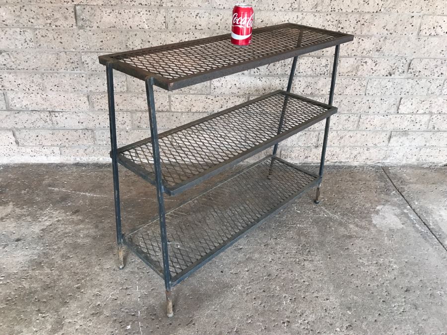 Mid-Century Modern Metal 3-Tier Shelf - 3'1'W X 1'2'D X 2'9'H [Photo 2]