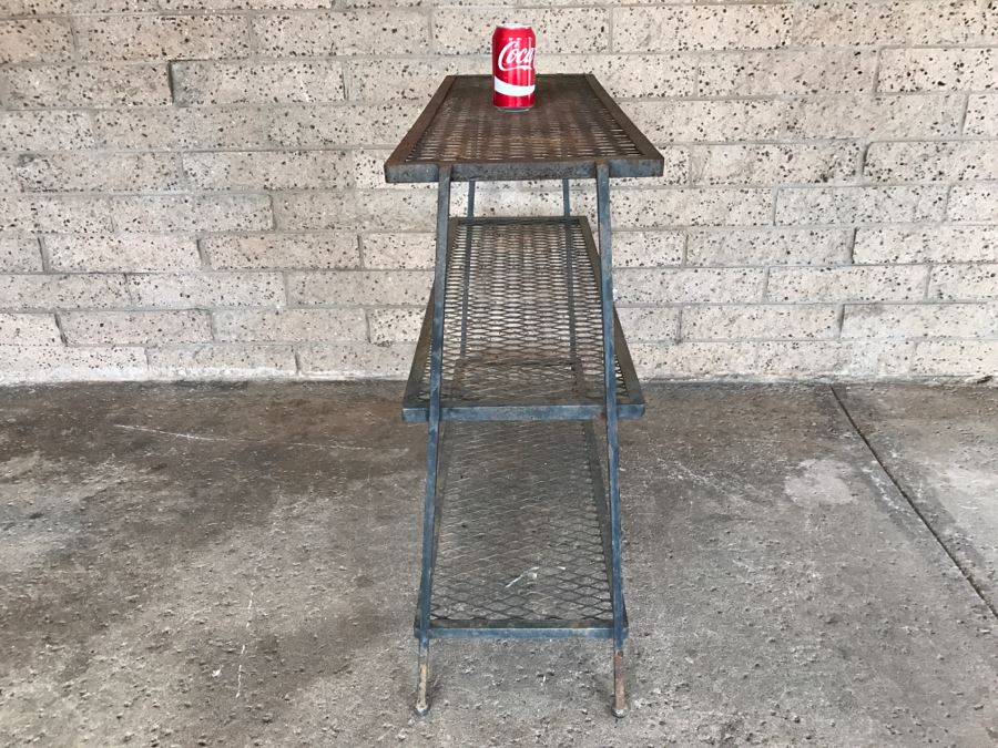 Mid-Century Modern Metal 3-Tier Shelf - 3'1'W X 1'2'D X 2'9'H [Photo 4]