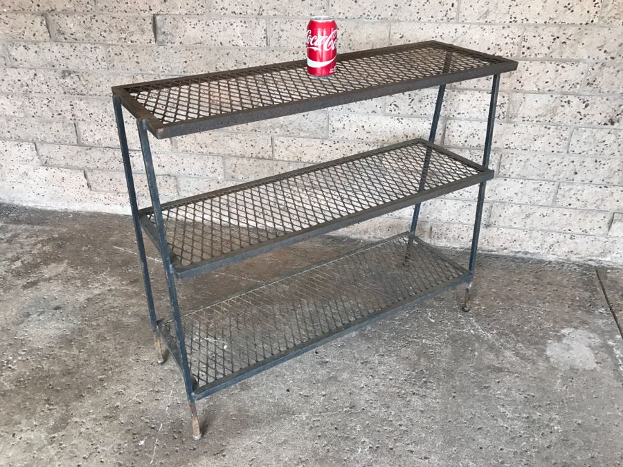 Mid-Century Modern Metal 3-Tier Shelf - 3'1'W X 1'2'D X 2'9'H [Photo 3]