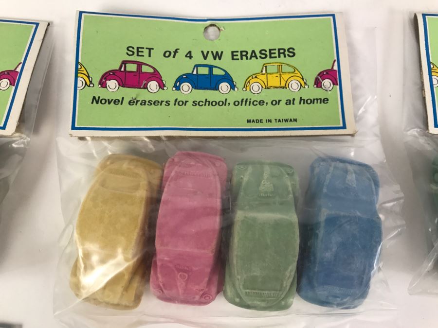 (10) Vintage Set Of VW Erasers New In Packaging [Photo 2]