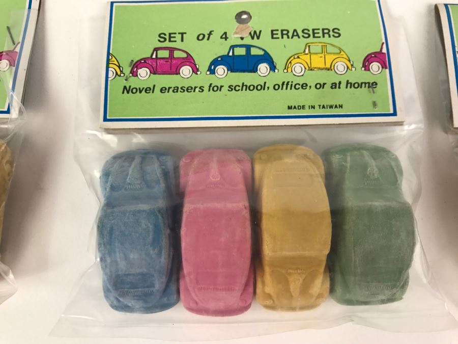 (10) Vintage Set Of VW Erasers New In Packaging [Photo 5]