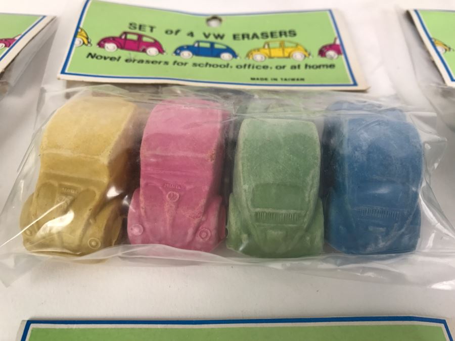 (10) Vintage Set Of VW Erasers New In Packaging [Photo 4]