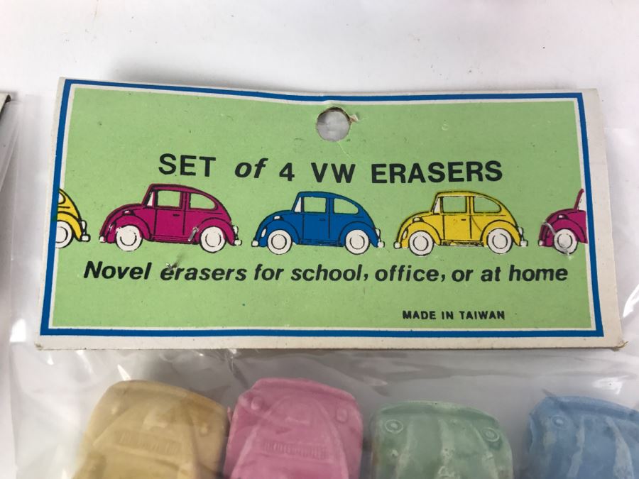 (10) Vintage Set Of VW Erasers New In Packaging [Photo 3]