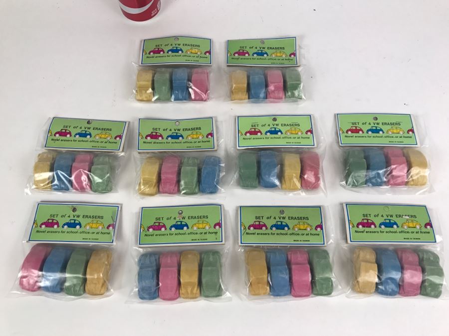 (10) Vintage Set Of VW Erasers New In Packaging [Photo 1]