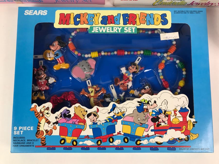Vintage Sears Jewelry Sets New In Box Snow White And The Seven Dwarfs, Cinderella, Mickey And Friends [Photo 2]