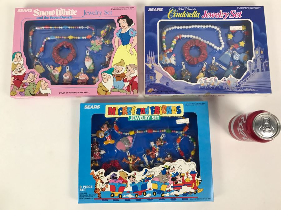 Vintage Sears Jewelry Sets New In Box Snow White And The Seven Dwarfs, Cinderella, Mickey And Friends [Photo 1]