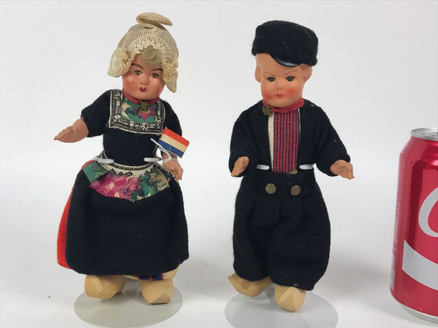 Vintage Pair Of Painted Bisque Dutch Dolls [Photo 1]