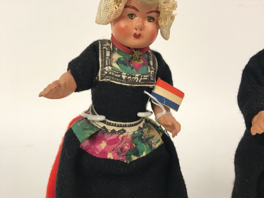 Vintage Pair Of Painted Bisque Dutch Dolls [Photo 4]
