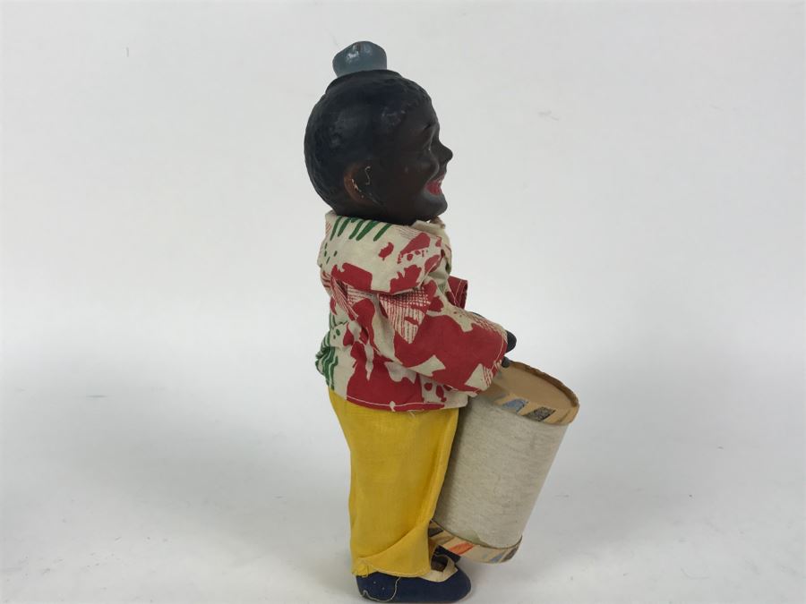 Old German USZ Mechanical Wind-Up Black Drummer Doll Toy - Missing Wind-Up Key - Head Is Loose [Photo 8]