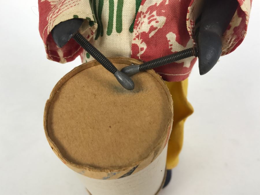 Old German USZ Mechanical Wind-Up Black Drummer Doll Toy - Missing Wind-Up Key - Head Is Loose [Photo 5]