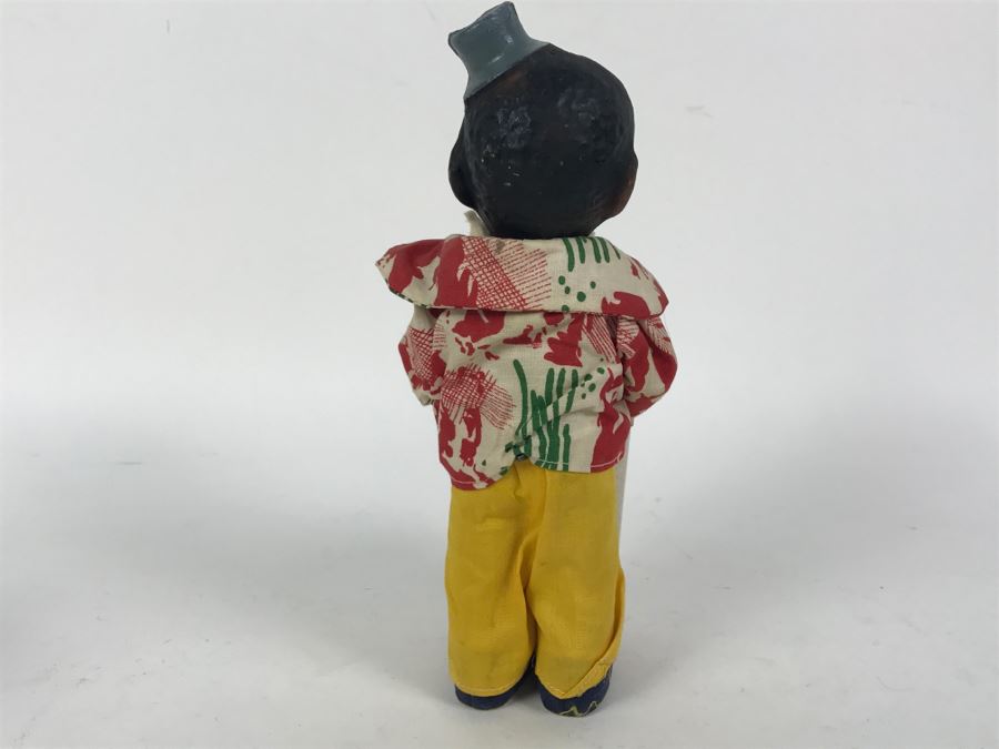 Old German USZ Mechanical Wind-Up Black Drummer Doll Toy - Missing Wind-Up Key - Head Is Loose [Photo 7]