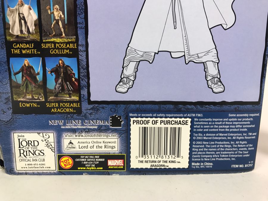Toy Biz The Lord Of The Rings The Return Of The King Super Poseable Pelennor Fields Aragorn Action Figure New In Box 2003 [Photo 8]