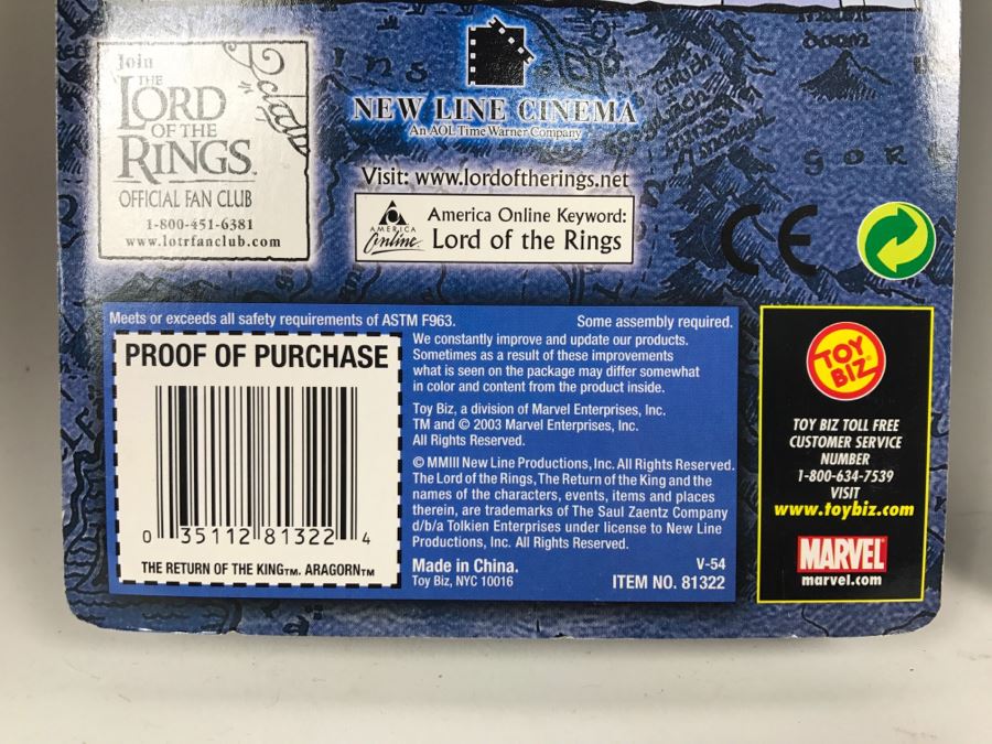 Pair Of Toy Biz The Lord Of The Rings The Return Of The King Aragorn King Of Gondor With Anduril Sword Action Figure New In Box 2003 [Photo 8]