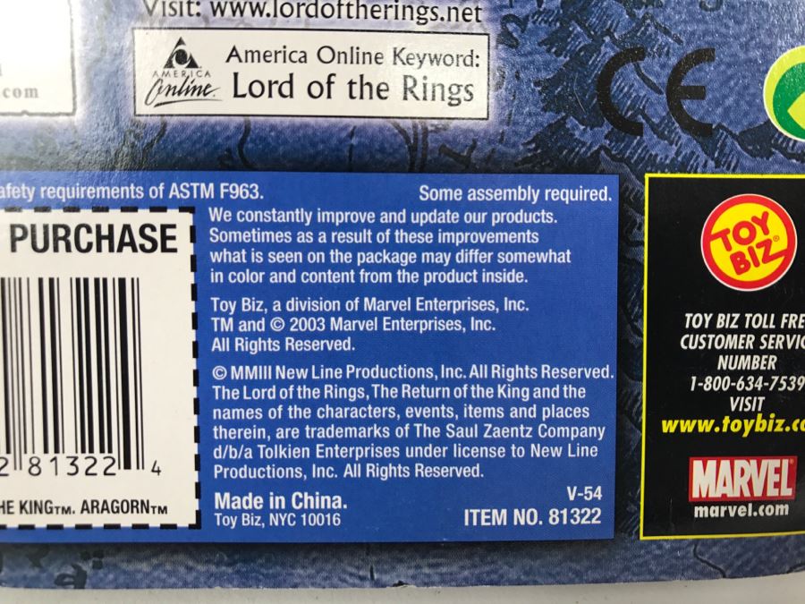 Pair Of Toy Biz The Lord Of The Rings The Return Of The King Aragorn King Of Gondor With Anduril Sword Action Figure New In Box 2003 [Photo 7]