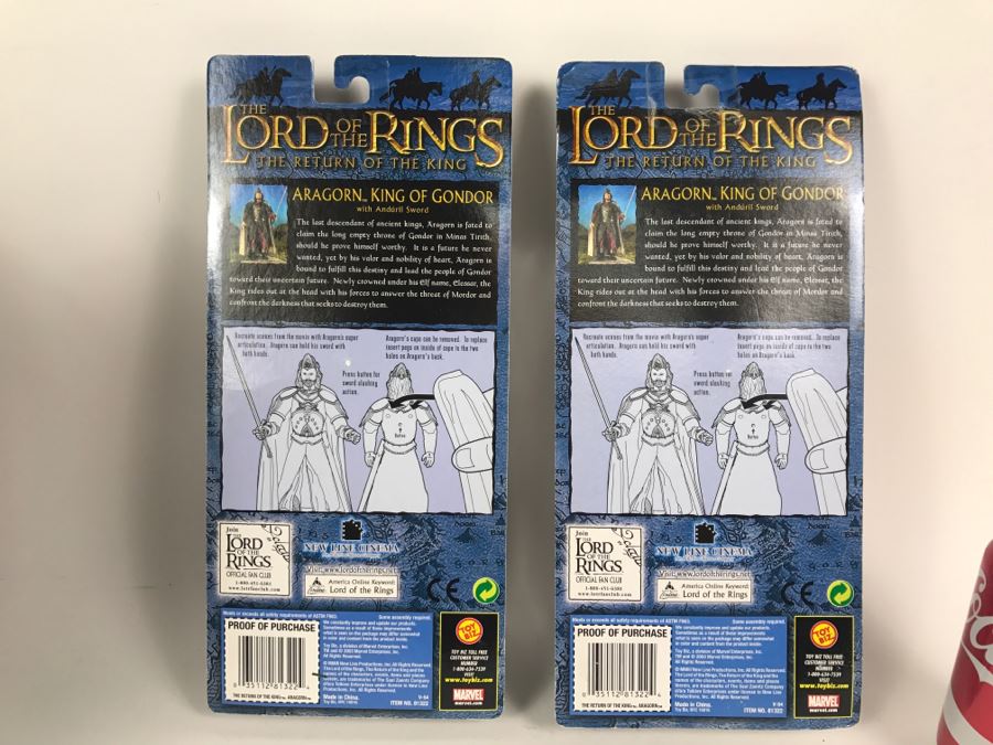 Pair Of Toy Biz The Lord Of The Rings The Return Of The King Aragorn King Of Gondor With Anduril Sword Action Figure New In Box 2003 [Photo 4]