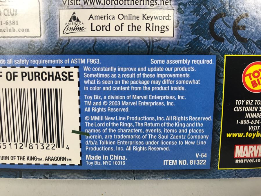 Pair Of Toy Biz The Lord Of The Rings The Return Of The King Aragorn King Of Gondor With Anduril Sword Action Figure New In Box 2003 [Photo 6]