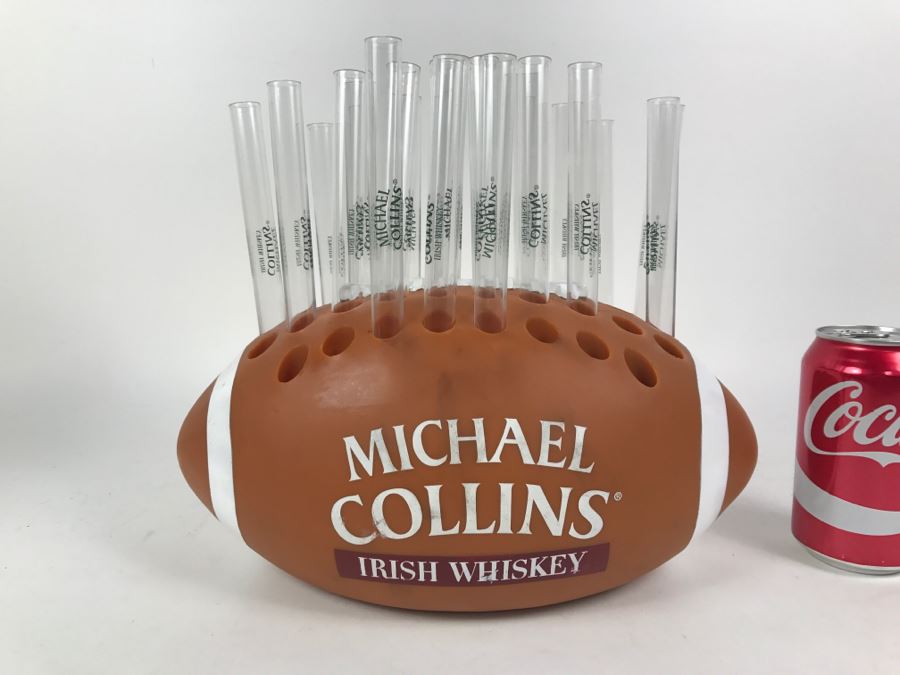 Michael Collins Irish Whiskey Advertising Football Test Tube Shot Glass Holder - Great For Football Parties