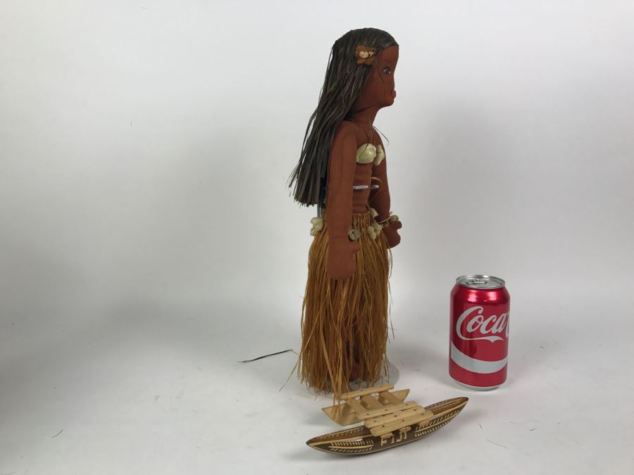 Vintage Large Hand Made Tahiti Doll With Fiji Catamaran Model [Photo 5]