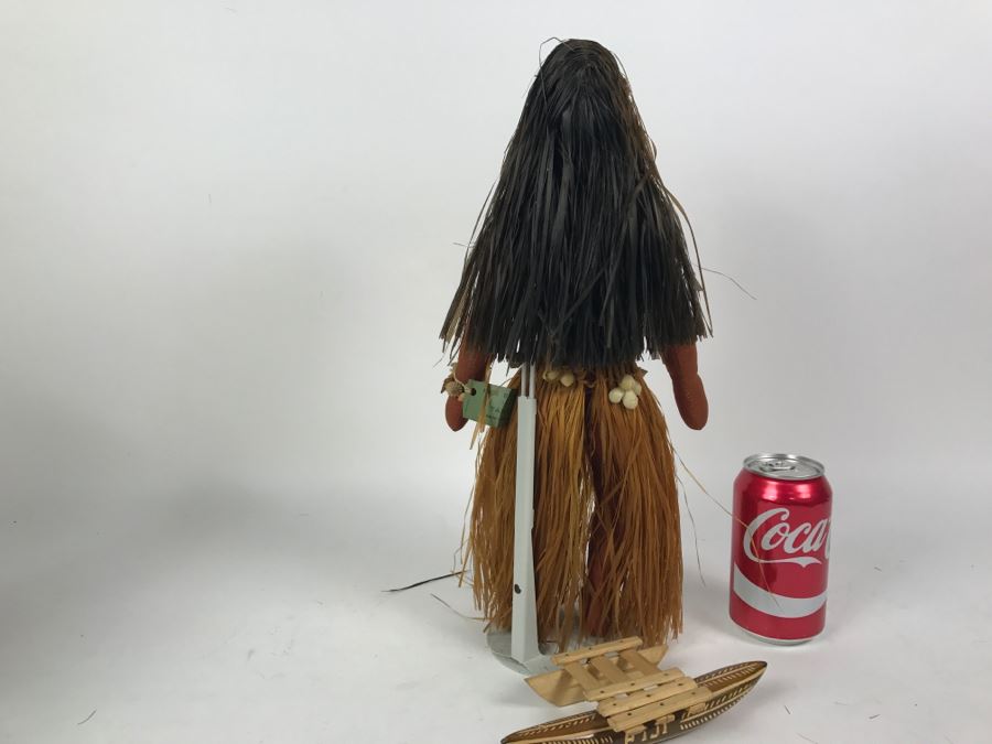 Vintage Large Hand Made Tahiti Doll With Fiji Catamaran Model [Photo 7]