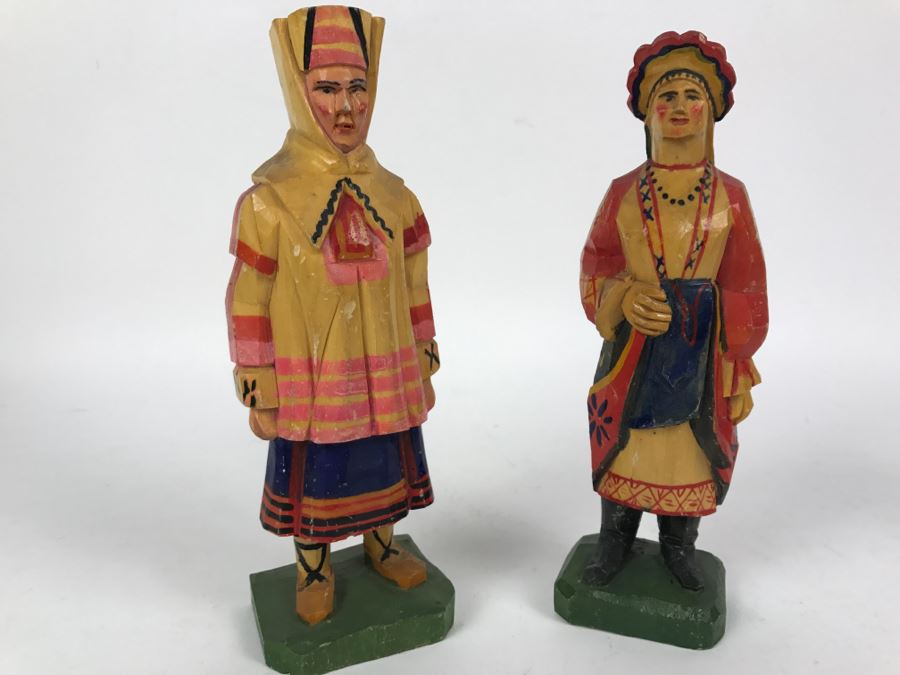 Pair Of Carved Wood Sculptures Made In Soviet Union [Photo 2]