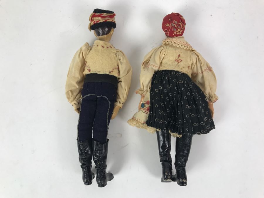 Pair Of Old 1921 Bucherer Highly Collectible Dolls Swiss Metal Bodies