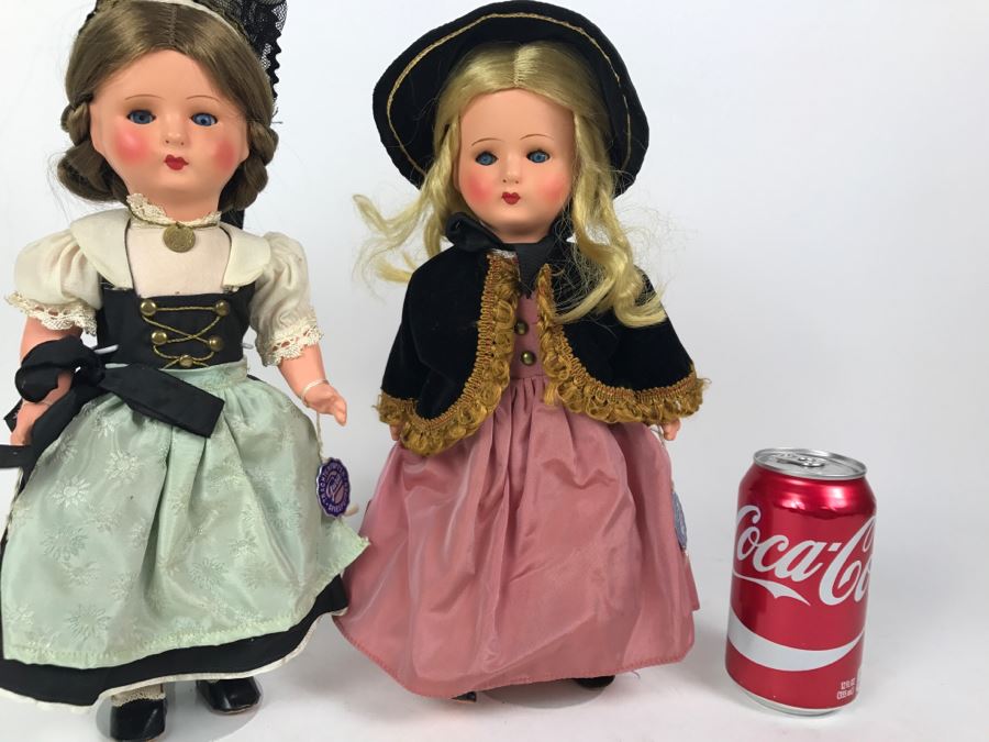 Pair Of Larger GURA Trachtenpuppen Spielpuppen Dolls Costumes From Biedermeier And Appenzell 12.5' Tall With Original Tags [Photo 6]