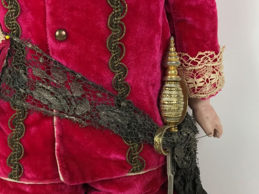 Gorgeous Vintage Doll Believed To Be ARMAND MARSEILLE Germany 3200 M3DEP? Leather Cloth Body And Detailed Sword And Costume [Photo 9]