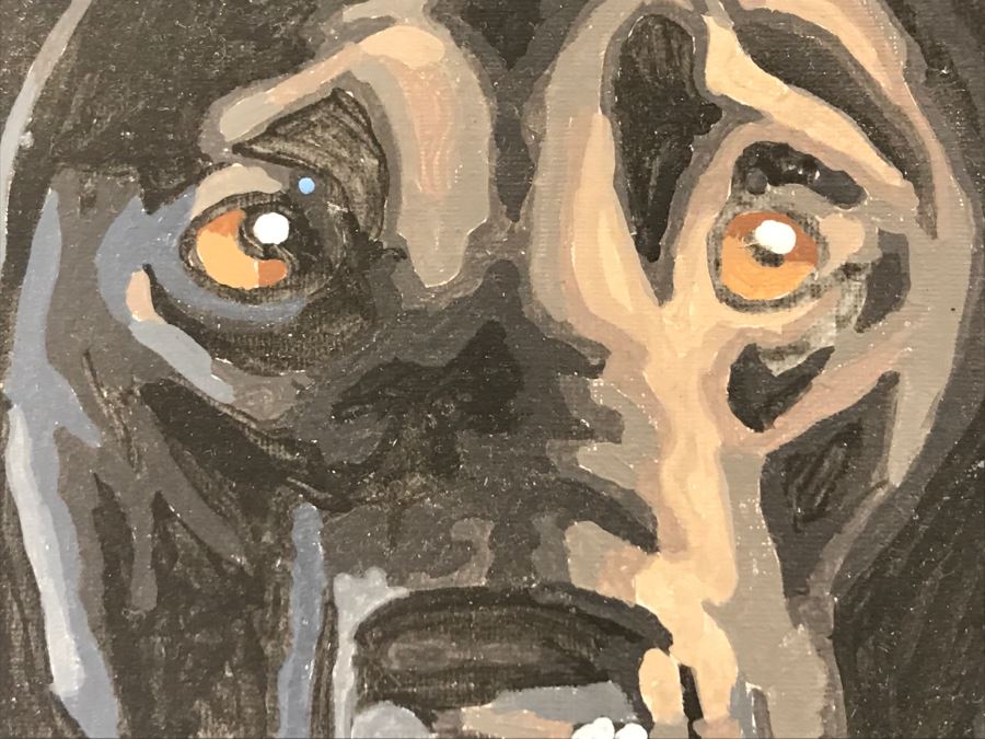 Vintage Paint By Number Black Lab In Water [Photo 6]