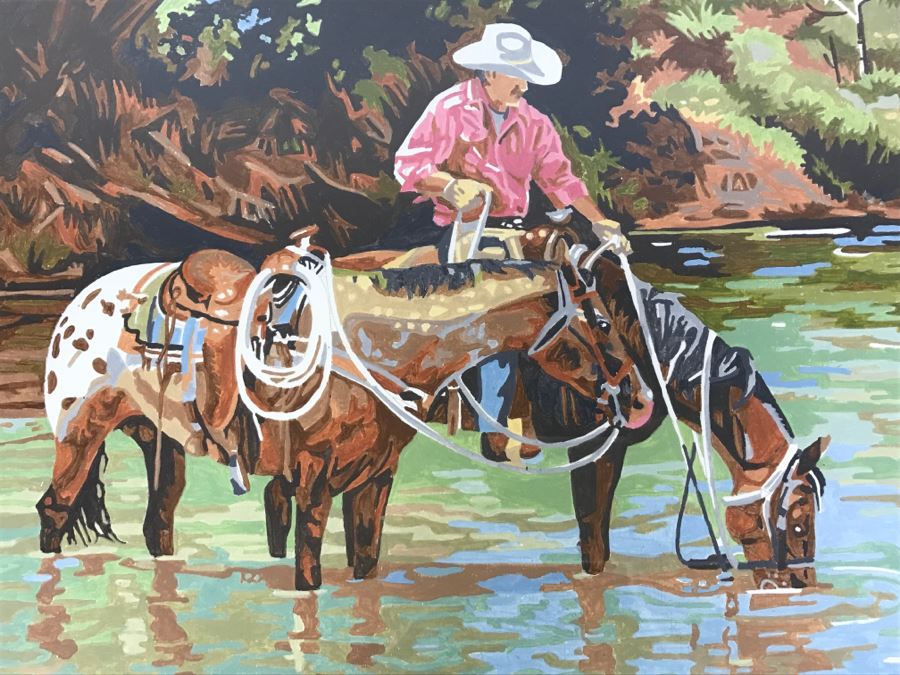 Vintage Paint By Number Cowboy On Horse [Photo 4]