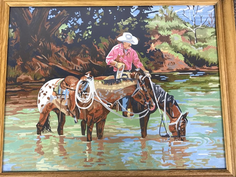 Vintage Paint By Number Cowboy On Horse [Photo 3]